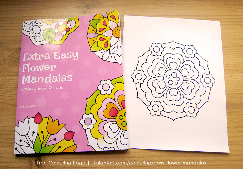 Free easy flower mandala colouring page