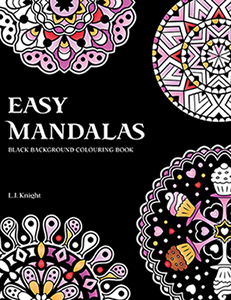 Easy Mandalas Black Background Colouring Book