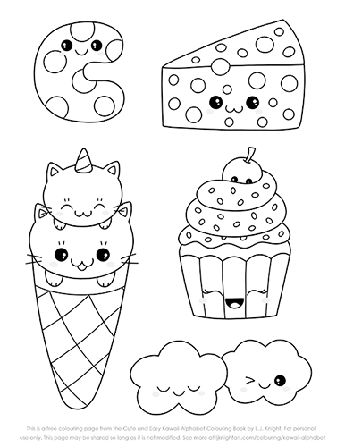 Free printable cute kawaii alphabet letter C colouring page