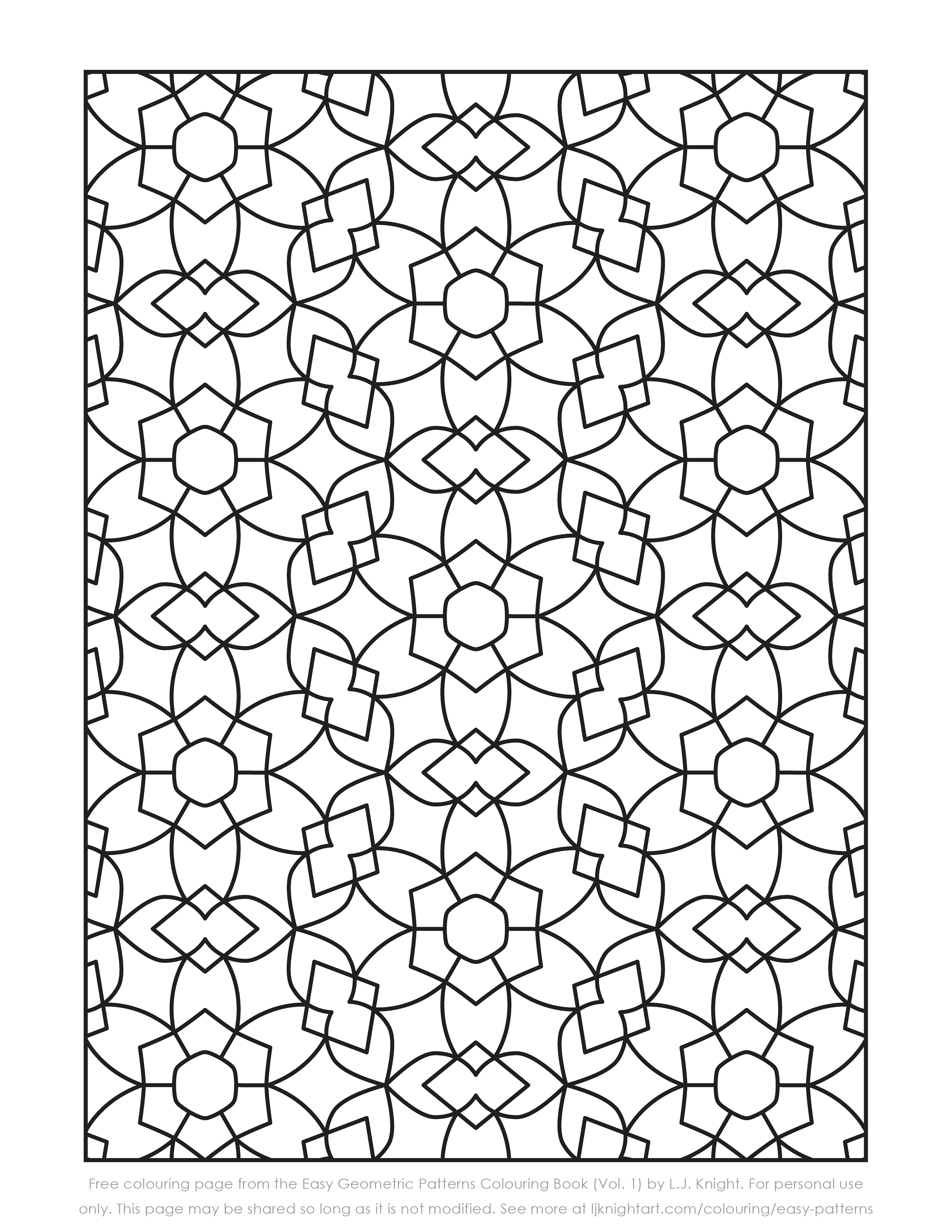 New – Easy Geometric Patterns Colouring Book (Volume 1)
