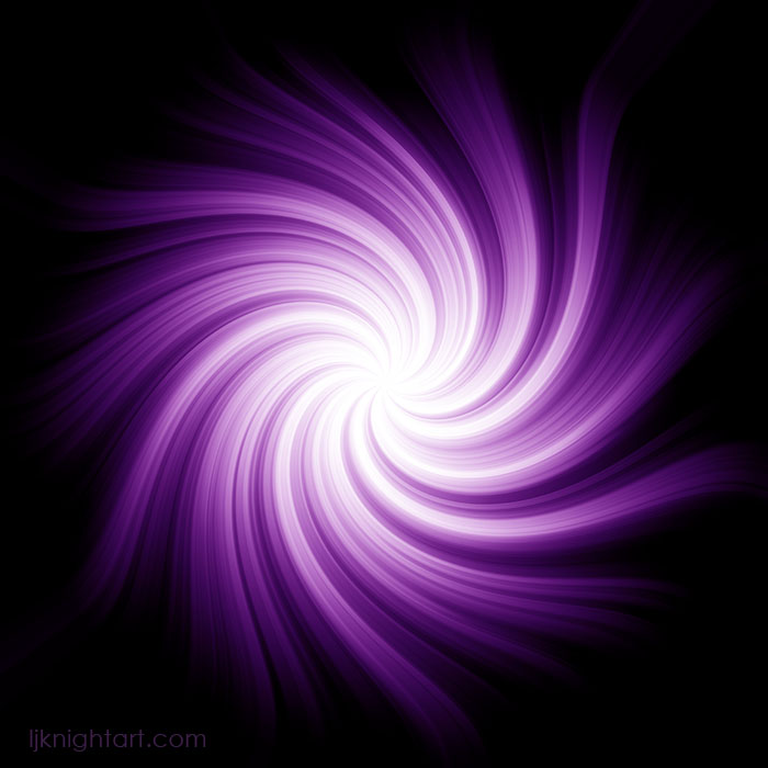 Purple and white glowing swirl digital abstract art by L.J. Knight