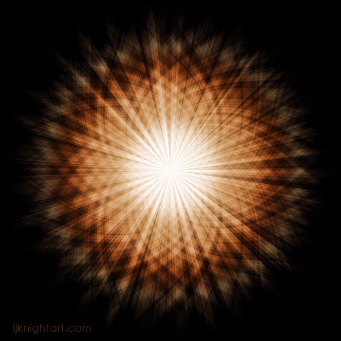 Brown and orange sunburst abstract digital art by L.J. Knight