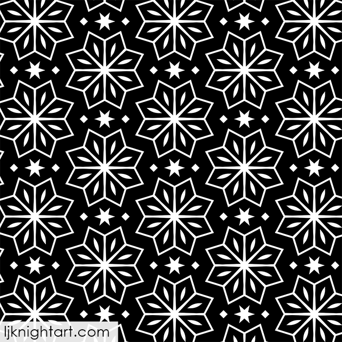 Black and white geometric flower pattern by L.J. Knight