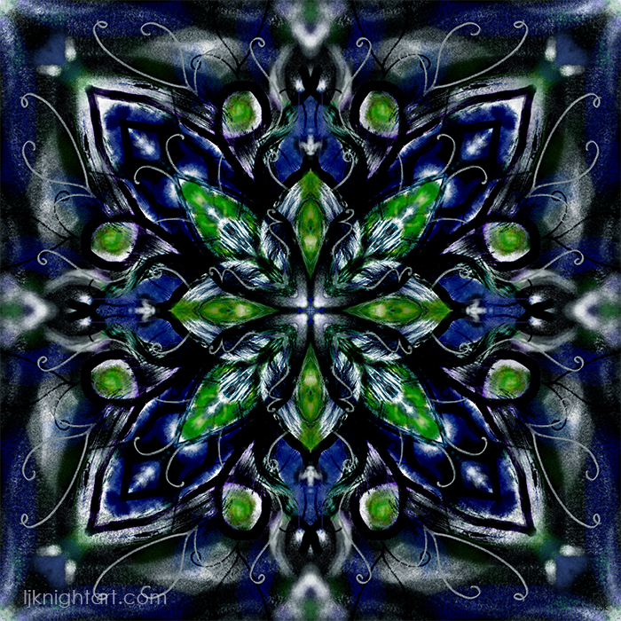 Blue and Green Mandala Painting by L.J. Knight