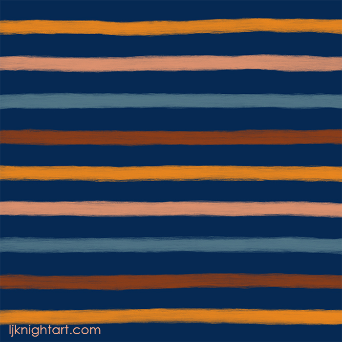 Blue, Yellow and Brown Painted Stripe Pattern by L.J. Knight