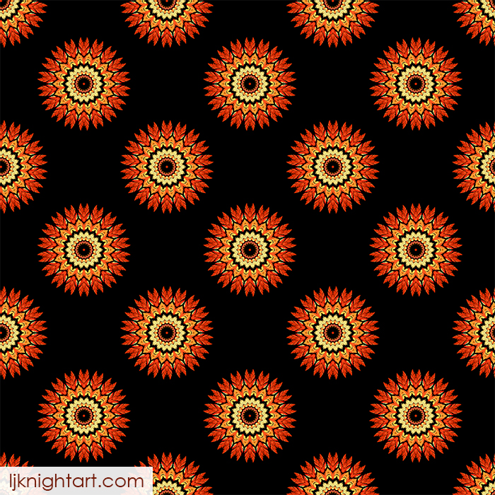 Orange and black mandala pattern by L.J. Knight