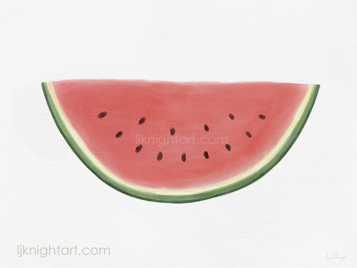 Watermelon digital watercolour painting by L.J. Knight
