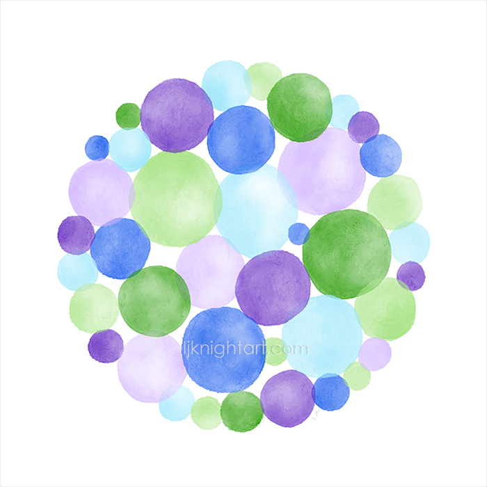 Digital watercolour abstract circles painting by L.J. Knight