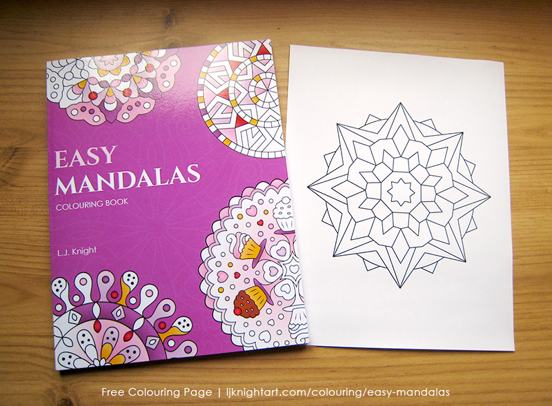 Free colouring page from the Easy Mandalas Colouring Book by L.J. Knight