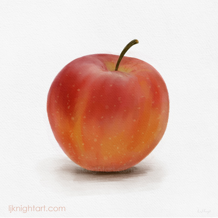 Red Apple Digital Watercolour Painting by L.J. Knight