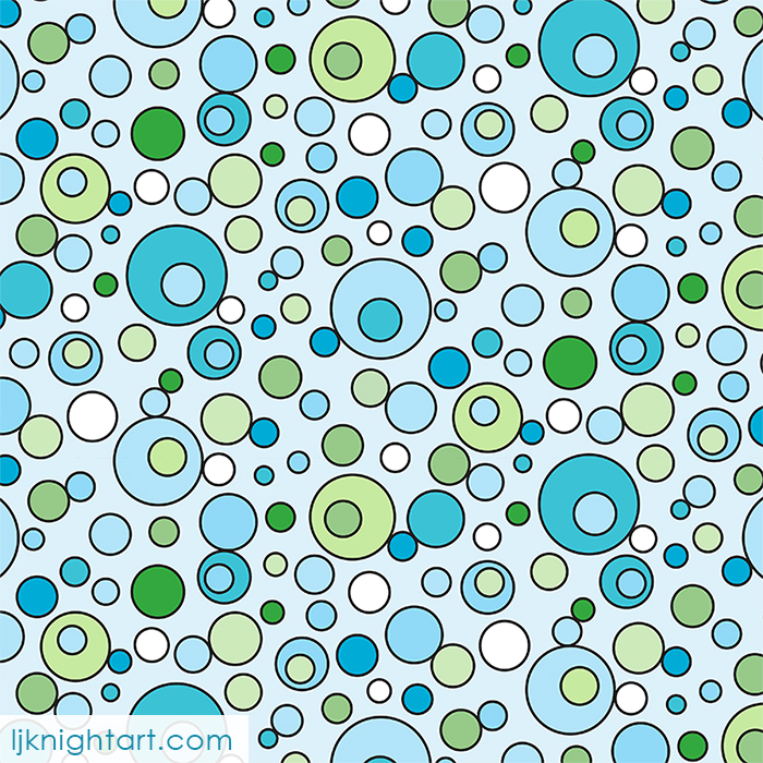 Bubbles pattern in turquoise blue, green and white by L.J. Knight