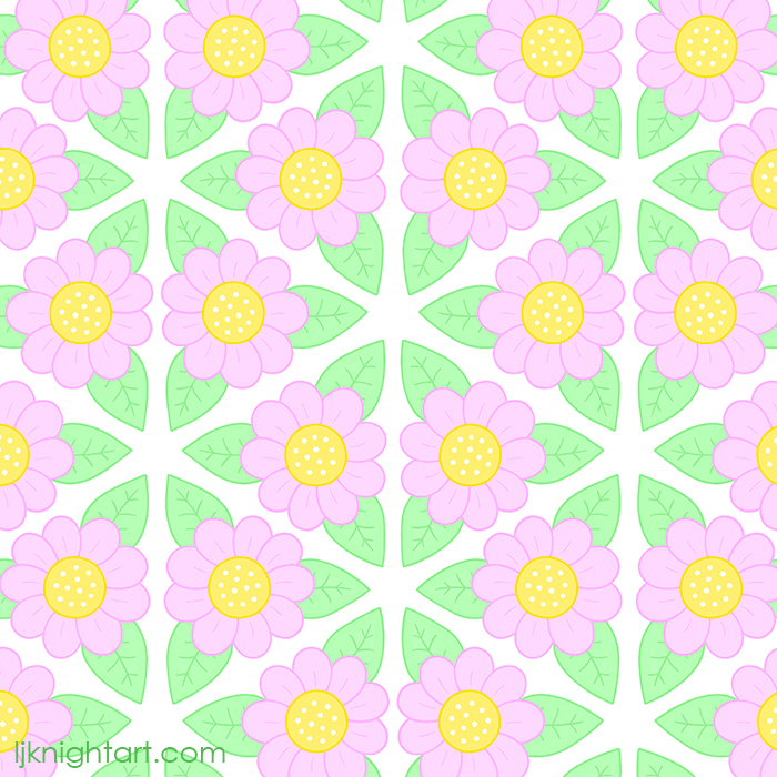 Pink and yellow pastel flower patter by L.J. Knight
