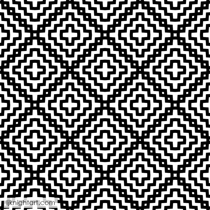 Black and white geometric diamond pattern by L.J. Knight