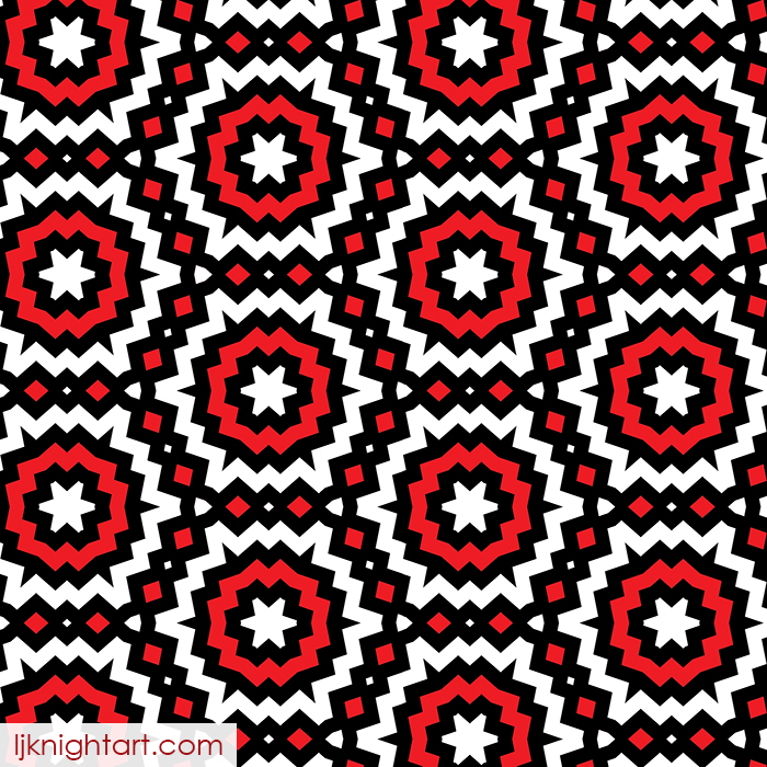 Black, white and red geometric pattern by L.J. Knight
