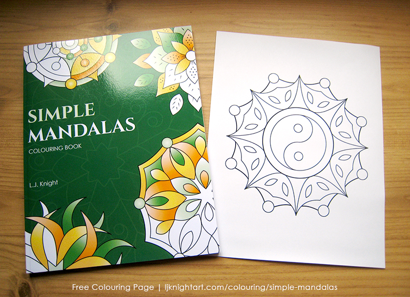 Free colouring page from the Simple Mandalas Colouring Book by L.J. Knight