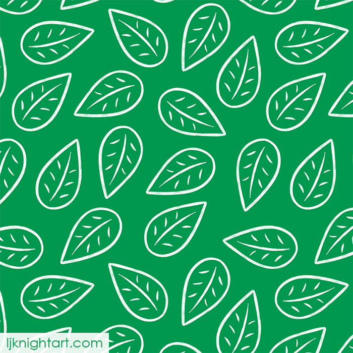Green and white leaf pattern by L.J. Knight