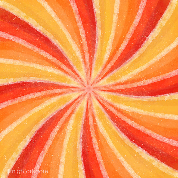 Orange and yellow  abstract mandala art   by L.J. Knight