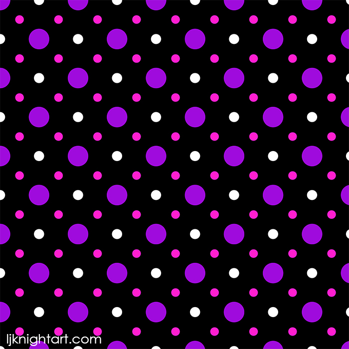 Black, pink and purple polka dot  spot pattern by L.J. Knight