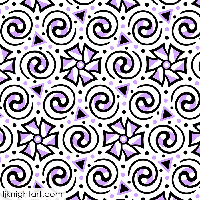 Purple, black and  white geometric  pattern by L.J. Knight