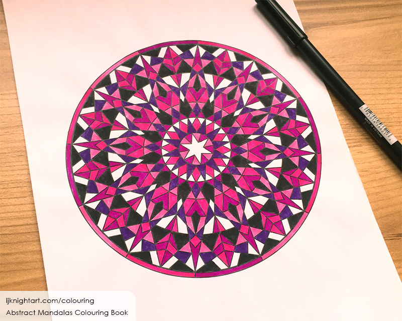 Coloured mandala colouring page