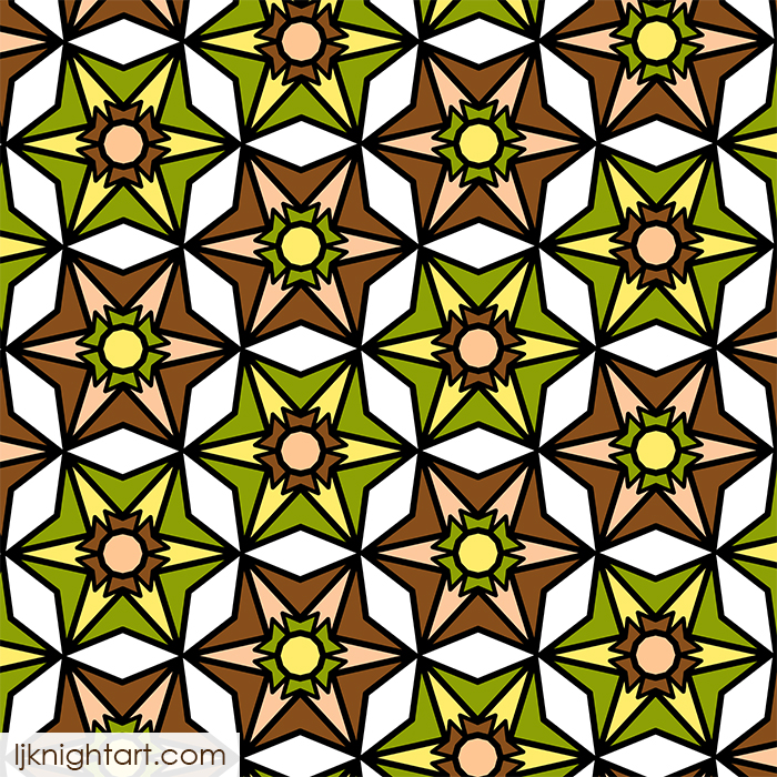Olive green and brown retro geometric pattern by L.J. Knight