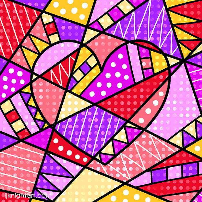 Pink, red and purple pop art heart by L.J. Knight