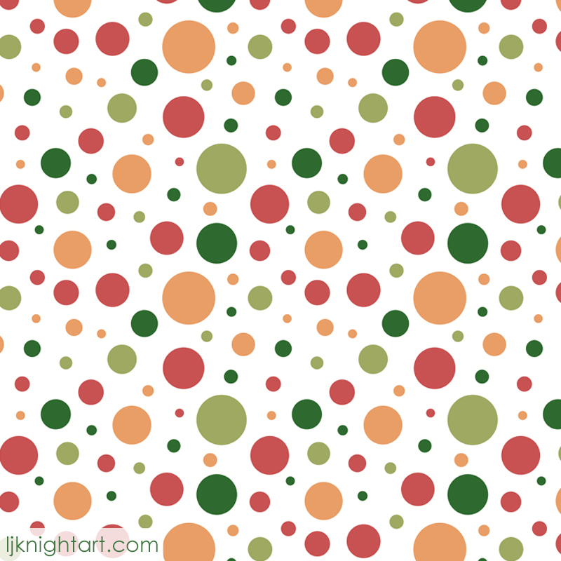 Green, red and white spot pattern by L.J. Knight