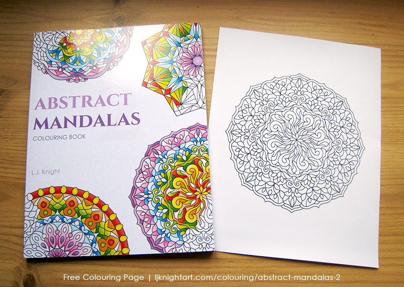 Free colouring page from the Abstract Mandalas 2 Colouring Book by L.J. Knight