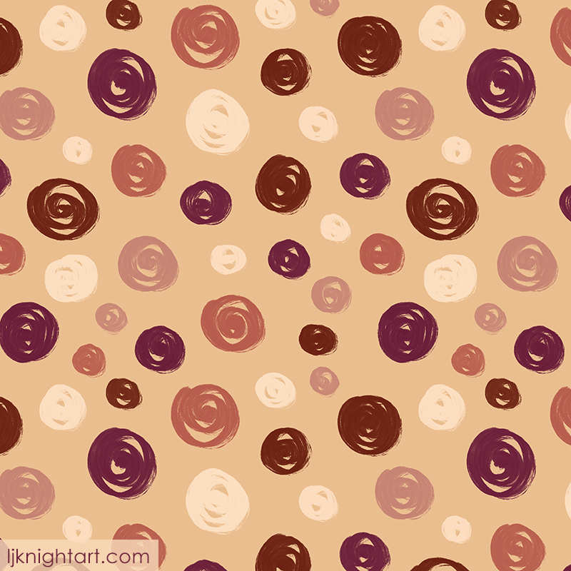 Brown circles repeating pattern with autumn colours by L.J. Knight