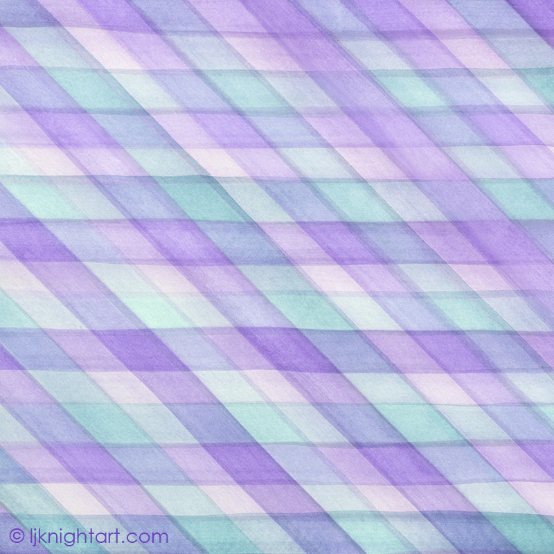 Purple and Turquoise Blue Watercolour Check Patternctangles pattern by L.J. Knight
