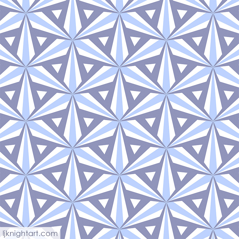 Blue and white geometric pattern by L.J. Knight