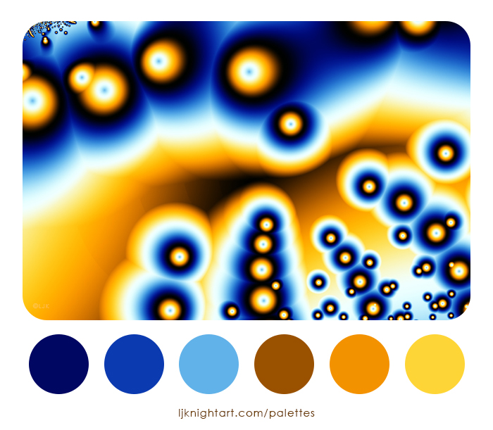 Blue and yellow fractal art colour palette by LJ Knight