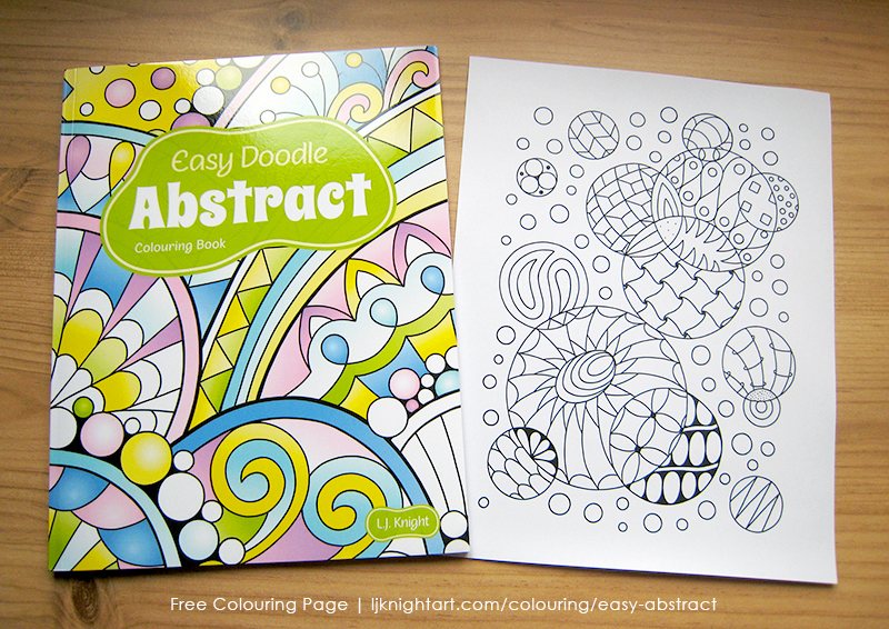 Free colouring page from the Easy Doodle Abstract Colouring Book by L.J. Knight