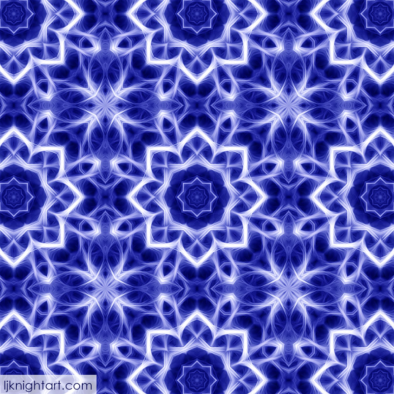 Blue and white mandala pattern by L.J. Knight