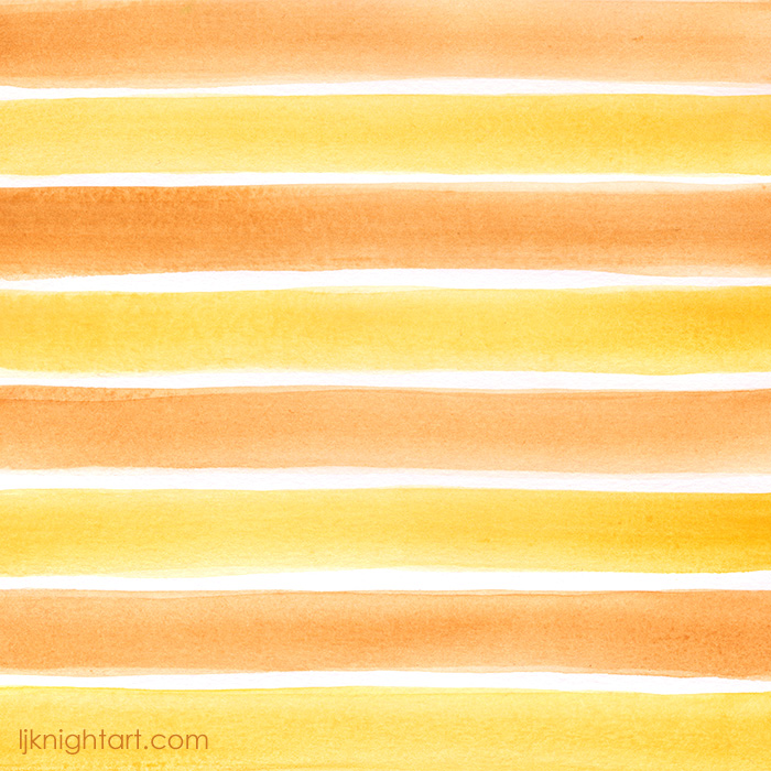 Yellow and orange hand painted watercolour stripe pattern by L.J. Knight