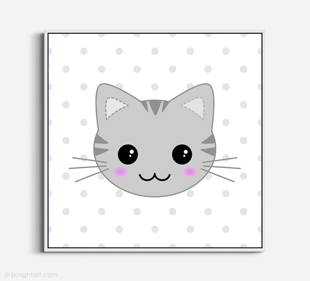 Smiling little cute cat kawaii illustration design Stock Vector