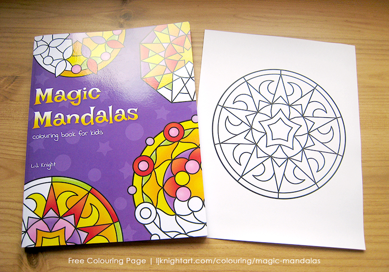 Free colouring page from the Magic Mandalas Colouring Book by L.J. Knight