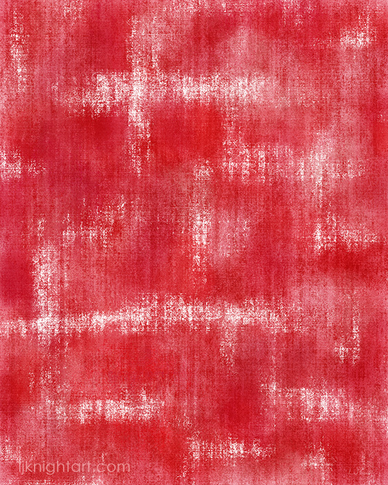 Red and white grunge textured abstract painting by L.J. Knight