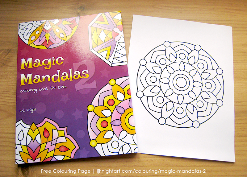 Free colouring page from the Magic Mandalas 2 Colouring Book by L.J. Knight