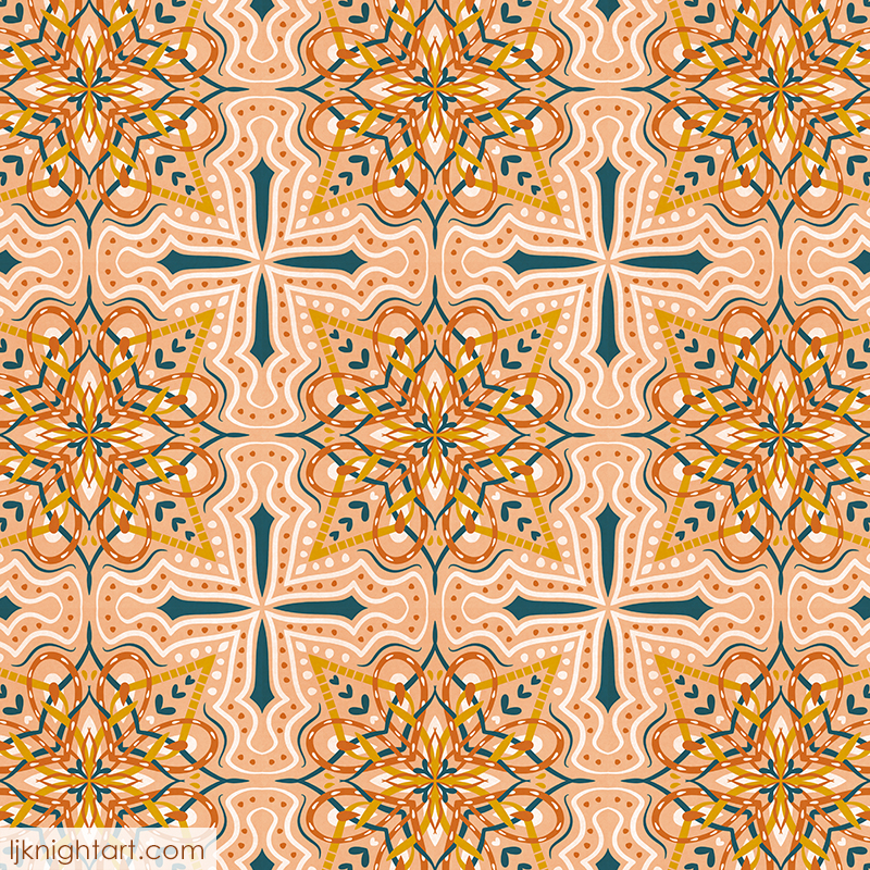 Brown and teal mandala pattern by L.J. Knight