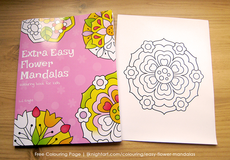 Extra Easy Flower Mandalas Colouring Book - Free Page Free easy flower mandala colouring page