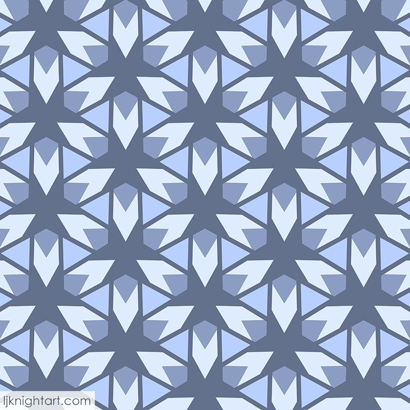 Blue abstract geometric pattern by L.J. Knight