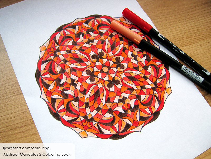 Coloured mandala abstract colouring page