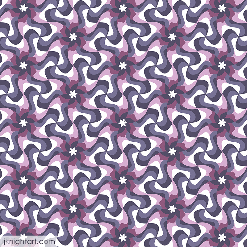 Purple, pink and white geometric pattern by L.J. Knight