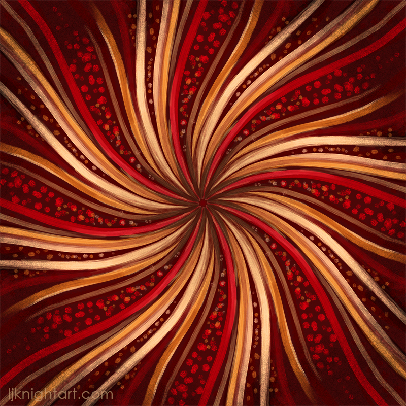 Deep Red and Brown Abstract Mandala Art by L.J. Knight