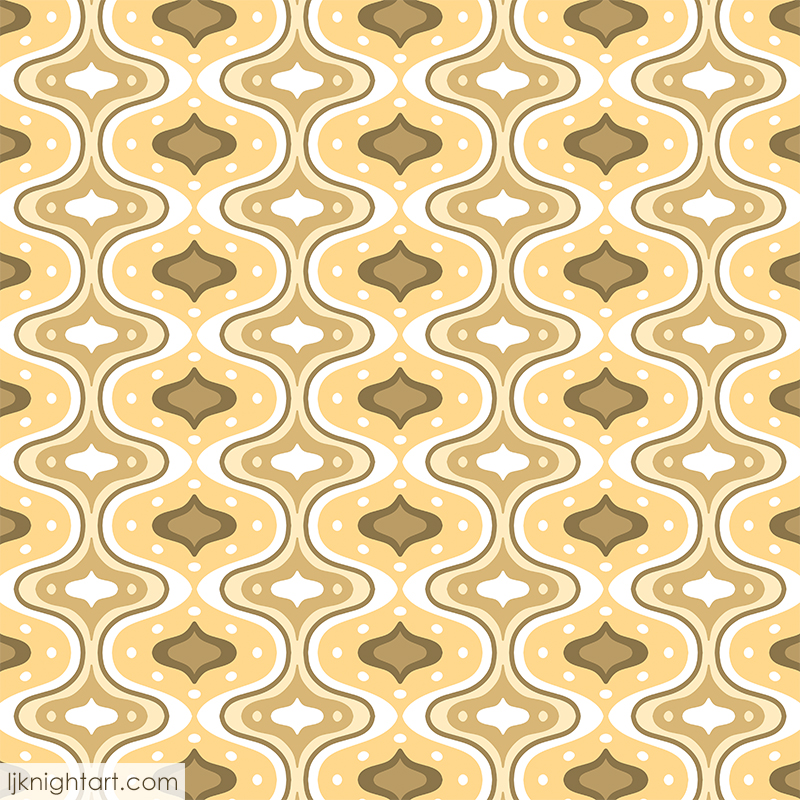 Yellow, brown and white abstract geometric pattern by L.J. Knight