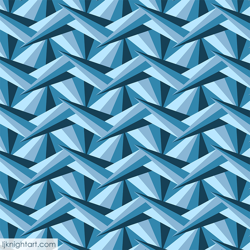 Blue and Turquoise Abstract Striped Geometric Pattern by L.J. Knight