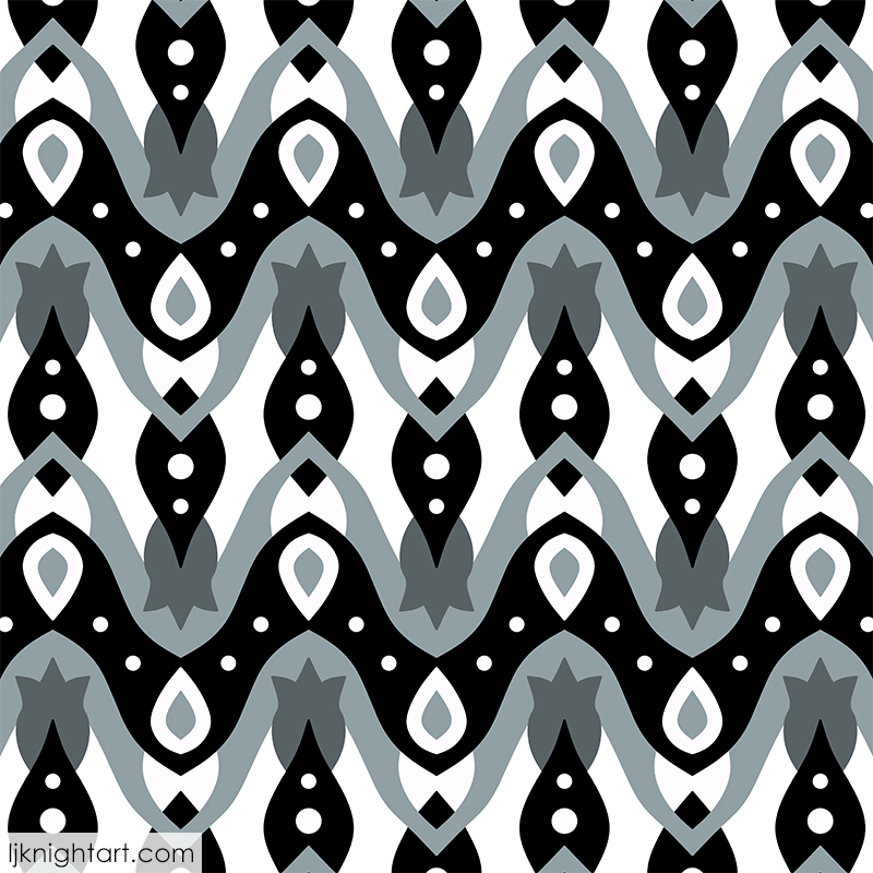 Black, White and Grey Abstract Geometric Pattern by L.J. Knight