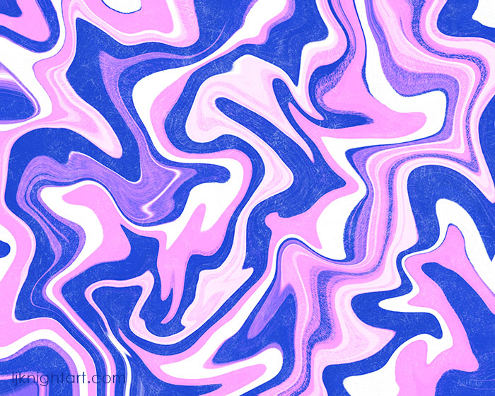 Pink, blue and white marbled abstract art by L.J. Knight