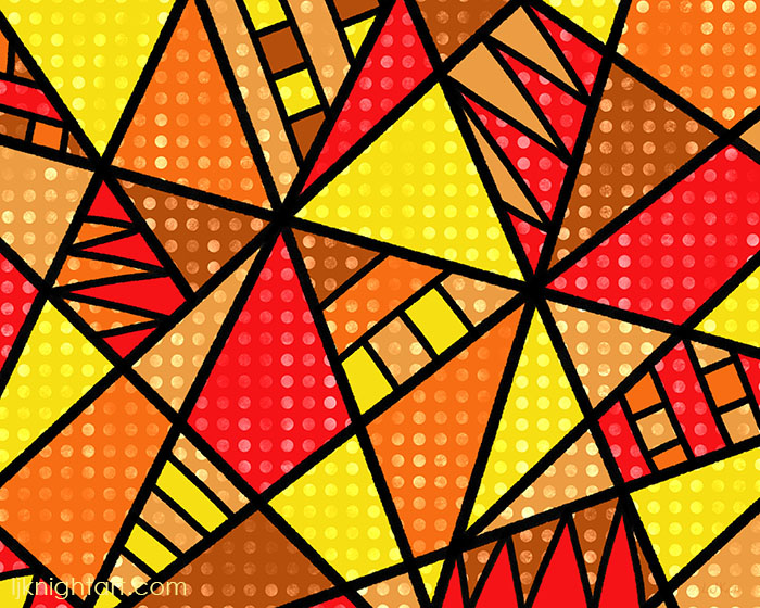 Yellow, red and orange geometric abstract art by L.J. Knight